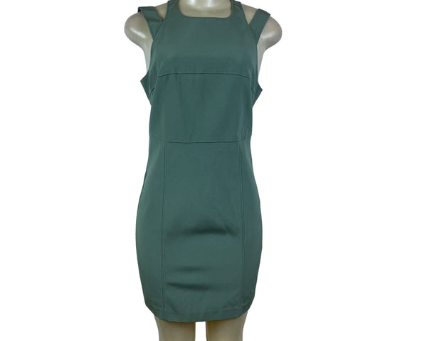 Maria Bianca Nero Womens Green Sleeveless Sheath Back Cutout Dress Sz M