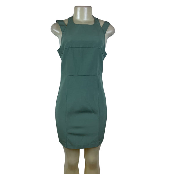 Maria Bianca Nero Womens Green Sleeveless Sheath Back Cutout Dress Sz M
