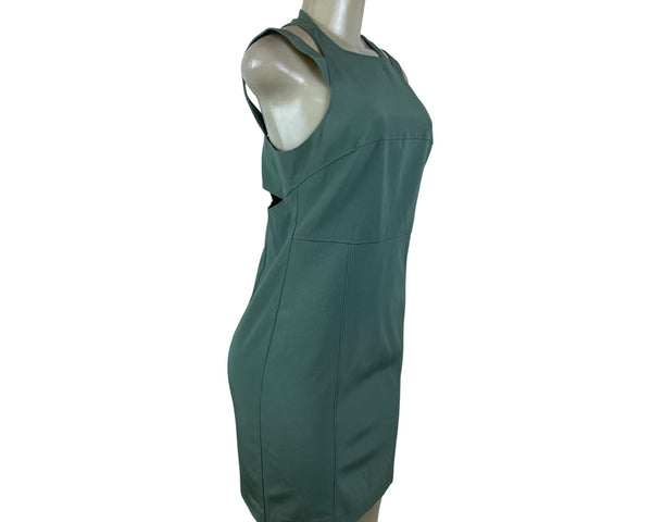 Maria Bianca Nero Womens Green Sleeveless Sheath Back Cutout Dress Sz M