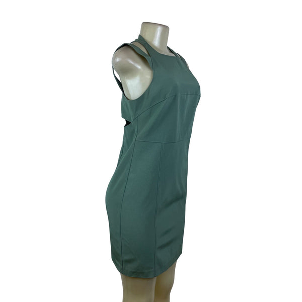 Maria Bianca Nero Womens Green Sleeveless Sheath Back Cutout Dress Sz M