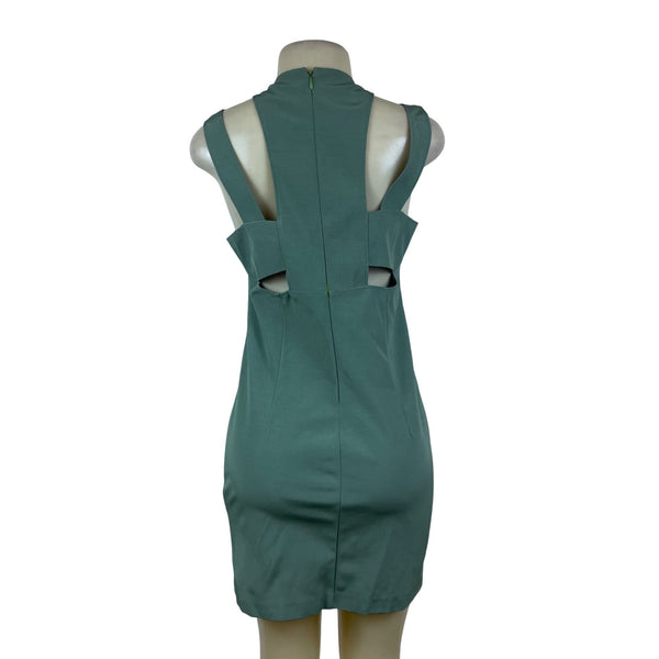 Maria Bianca Nero Womens Green Sleeveless Sheath Back Cutout Dress Sz M