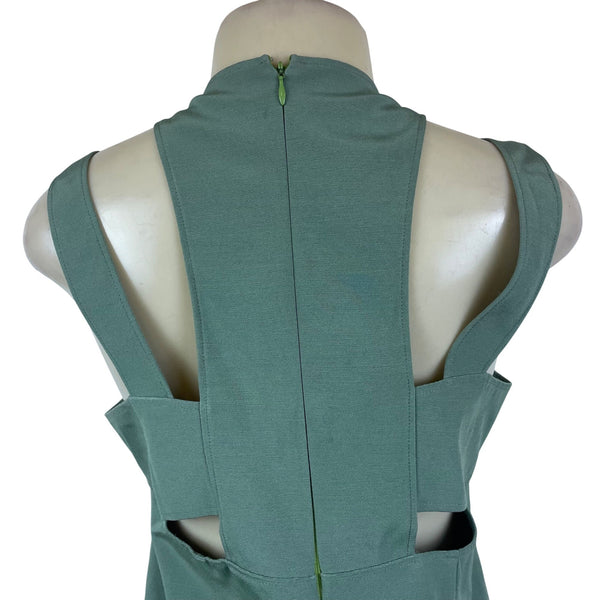 Maria Bianca Nero Womens Green Sleeveless Sheath Back Cutout Dress Sz M