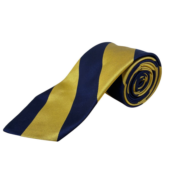 Vintage Brooks Brothers Mens Gold & Navy 100% Silk Diagonal Stripe Neck Tie