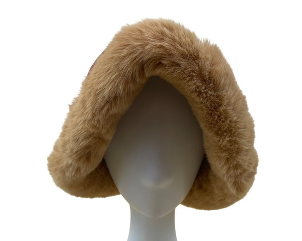 Vintage Rust Hat With Faux Fur Trim & Sherpa Lining