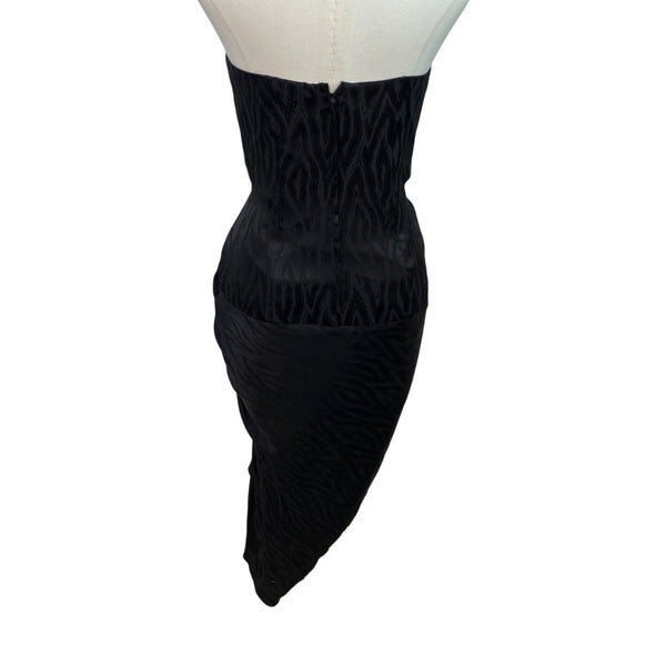 Vintage Silk Studio Women's Black Strapless Warp Cocktail Dress Size 4