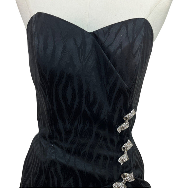 Vintage Silk Studio Women's Black Strapless Warp Cocktail Dress Size 4