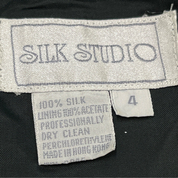 Vintage Silk Studio Women's Black Strapless Warp Cocktail Dress Size 4