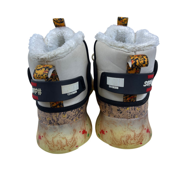 Mens Multicolor Athletic Sneakers Sherpa-Lined Abstract Design Boost Sole Lace-Up