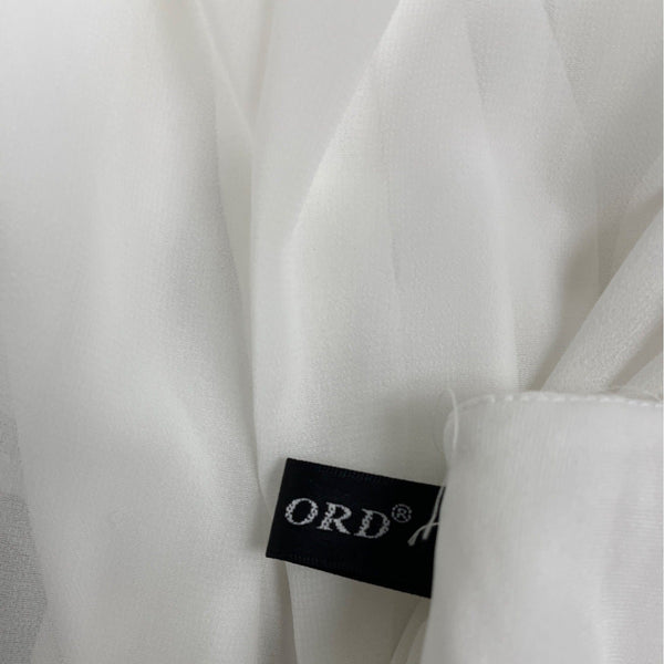 MISS ORD White Flowy Bell Sleeve Mini Dress With Deep V-Neck & Ruffle Sz S