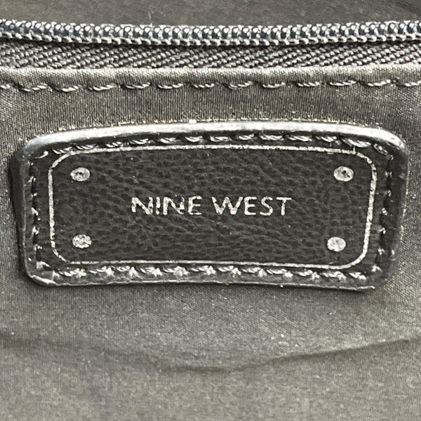 Nine West Taupe & Black Striped Faux Leather Black Tassel Detail Tote Bag Sz L