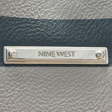 Nine West Taupe & Black Striped Faux Leather Black Tassel Detail Tote Bag Sz L