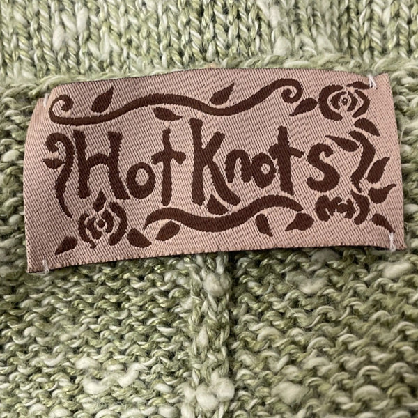 Hot Knots Green Knitted Cardigan With Gingham Accents & Large Buttons