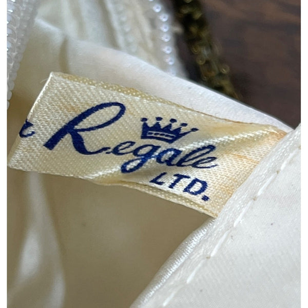 Vintage Le Regale Ivory & Purple Beaded Chain Strap Womens Evening Clutch Sz S