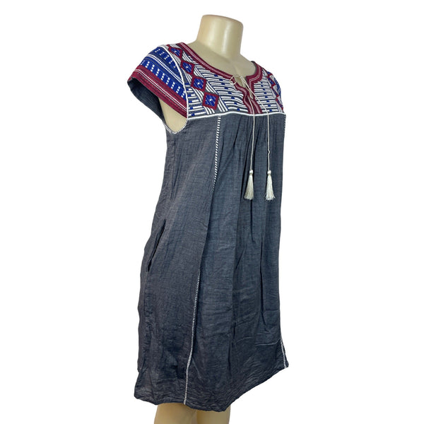 Roller Rabbit Women's Grey Geometrical A-Line Dress Sz S