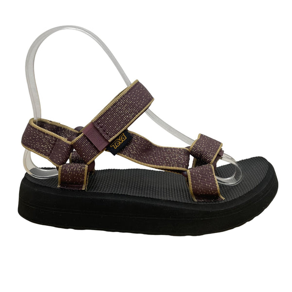 Teva Women’s Purple Textile Black Footbed Adjustable Strappy Sandals Size 5