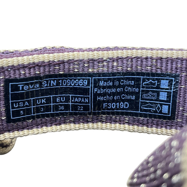 Teva Women’s Purple Textile Black Footbed Adjustable Strappy Sandals Size 5