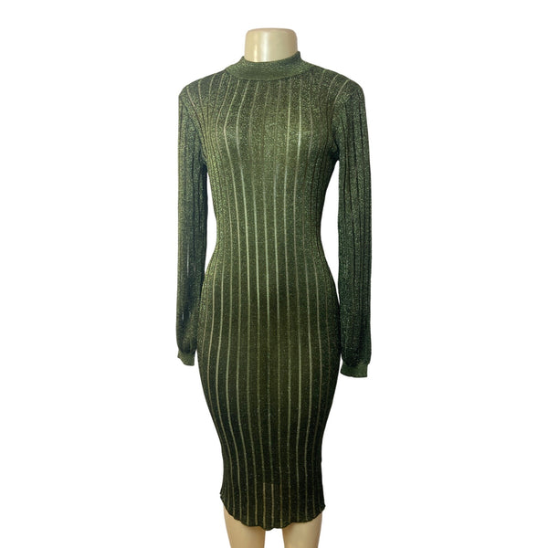 Nasty Gal Women's Olive Green Bodycon Long Sleeve Dress Sz M - NWT