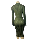 Nasty Gal Women's Olive Green Bodycon Long Sleeve Dress Sz M - NWT