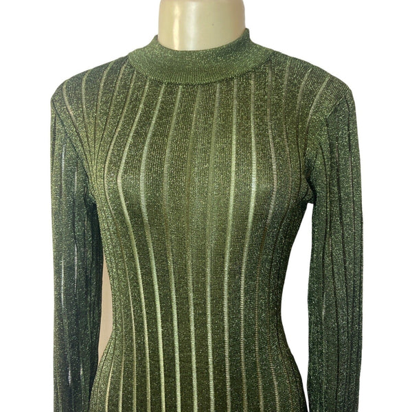 Nasty Gal Women's Olive Green Bodycon Long Sleeve Dress Sz M - NWT