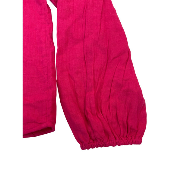Lane Bryant Womens Pink Crochet Sleeve Button-Up Blouse Rayon Size 12 - New