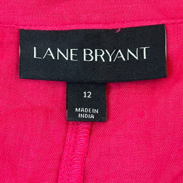 Lane Bryant Womens Pink Crochet Sleeve Button-Up Blouse Rayon Size 12 - New