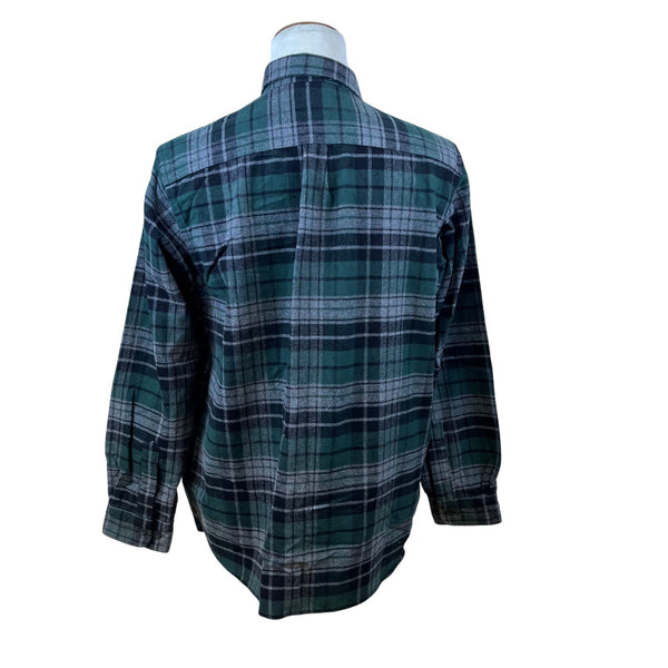 L.L.Bean Mens Green Plaid Chamois Cloth Shirt Traditional Fit Size L