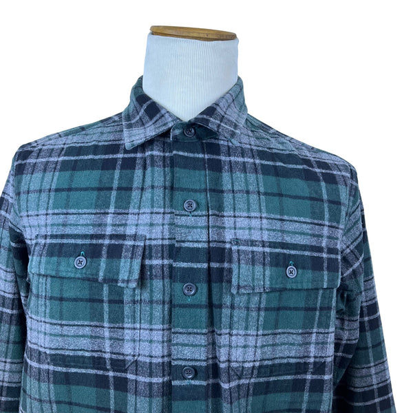 L.L.Bean Mens Green Plaid Chamois Cloth Shirt Traditional Fit Size L
