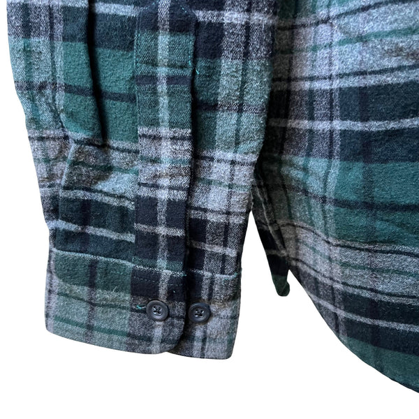 L.L.Bean Mens Green Plaid Chamois Cloth Shirt Traditional Fit Size L