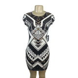 Express Women Black & White Sequin Geometric Mini Bodycon Dress Size S/P - New