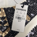 Express Women Black & White Sequin Geometric Mini Bodycon Dress Size S/P - New