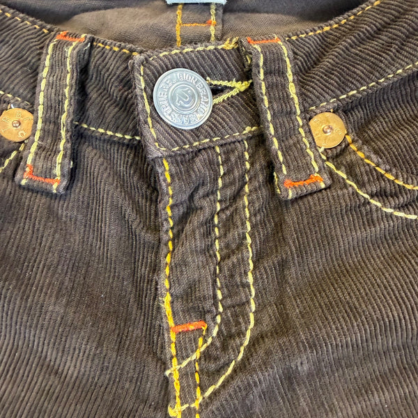 True Religion Women’s Brown Corduroy Jeans Slim Fit Stylish Stitching Size 27