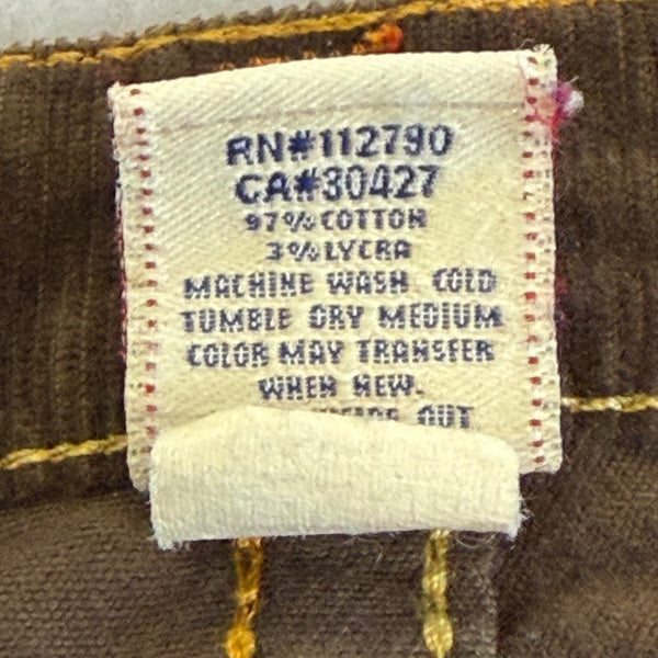 True Religion Women’s Brown Corduroy Jeans Slim Fit Stylish Stitching Size 27