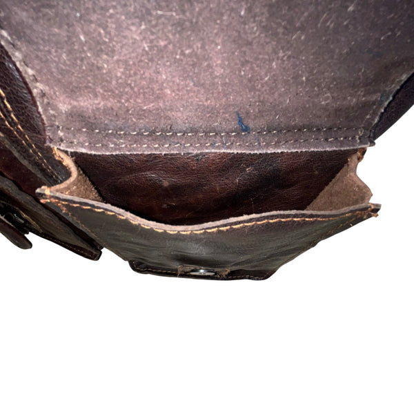 Spikes & Sparrow Womens Brown Leather Adjustable Crossbody Bag Dual Pocket