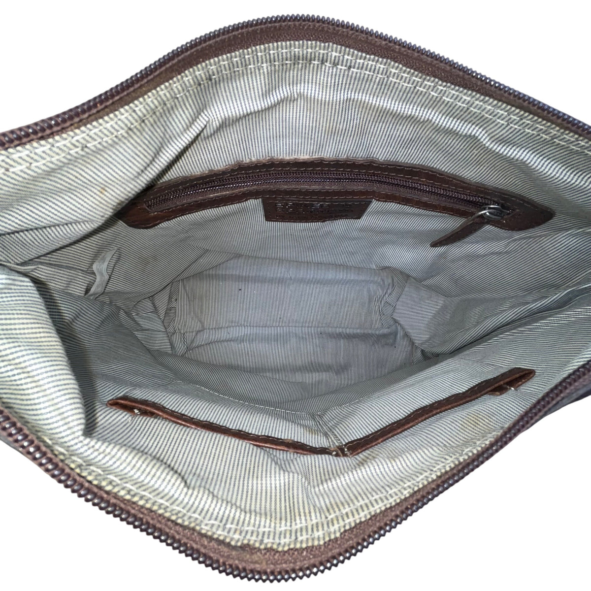 Spikes & Sparrow Womens Brown Leather Adjustable Crossbody Bag Dual Pocket