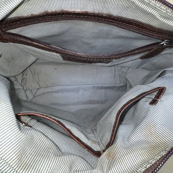 Spikes & Sparrow Womens Brown Leather Adjustable Crossbody Bag Dual Pocket