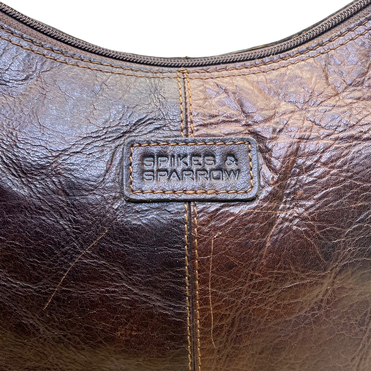 Spikes & Sparrow Womens Brown Leather Adjustable Crossbody Bag Dual Pocket