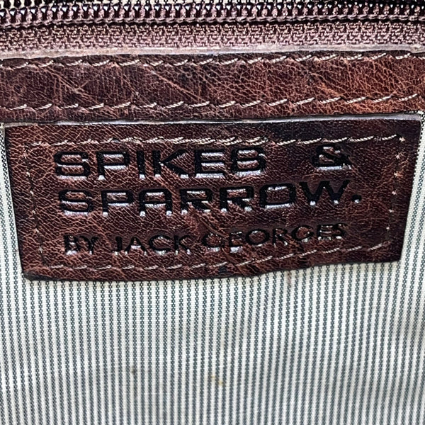 Spikes & Sparrow Womens Brown Leather Adjustable Crossbody Bag Dual Pocket