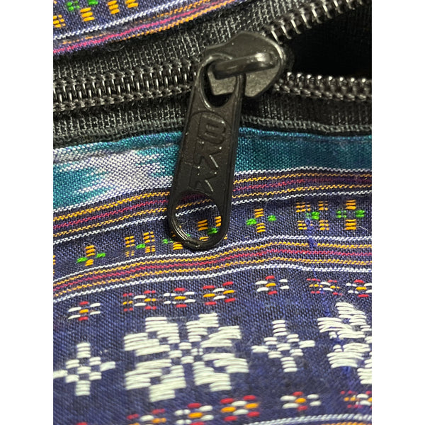 BKK Womens Blue Polyester Patterned Large Duffle Bag With Zipper Closure & Black Handles