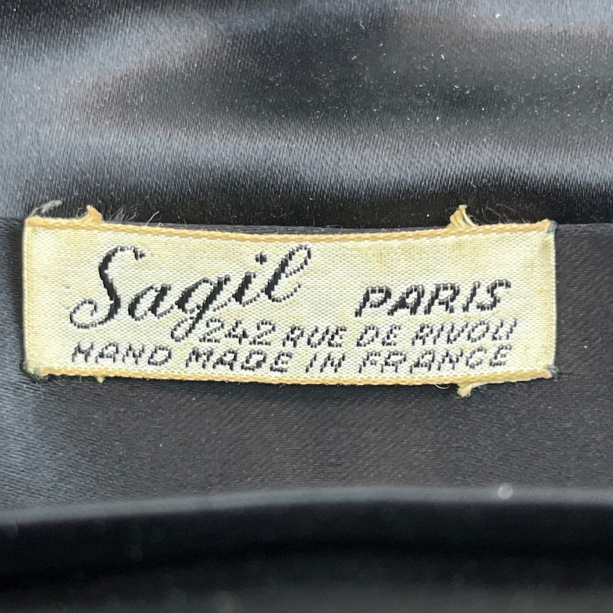 Vintage 40s Sagil Paris Black Beads Floral Enamel Frame Chain Strap Purse Sz S