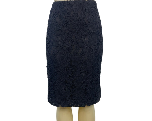 Talbots Black Floral Lace Pencil Skirt Womens Size 8 Knee-Length Back Zipper Closure
