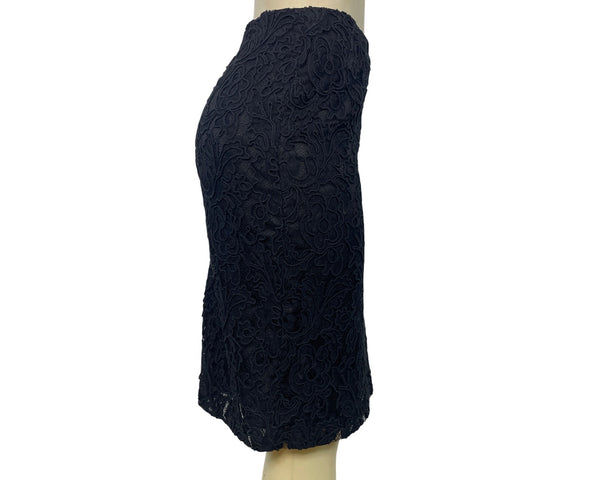 Talbots Black Floral Lace Pencil Skirt Womens Size 8 Knee-Length Back Zipper Closure