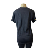 Vav Women's Henley Black Short Sleeve Shirt Sz L - NWT