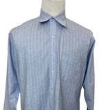 Manhattan Men's Blue and White Striped Long Sleeve Button Down Shirt Sz 32-33