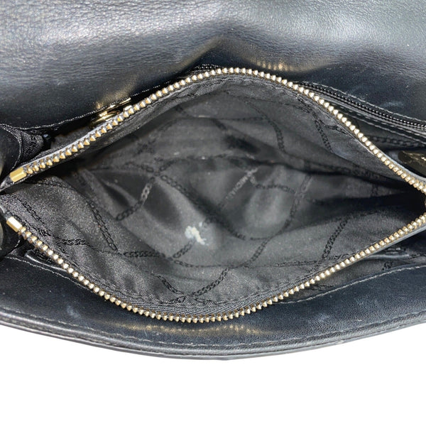 Michael Kors Black Quilted Leather Rhinestone Rose Snap Crossbody Bag Size M