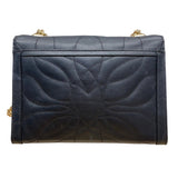 Michael Kors Black Quilted Leather Rhinestone Rose Snap Crossbody Bag Size M