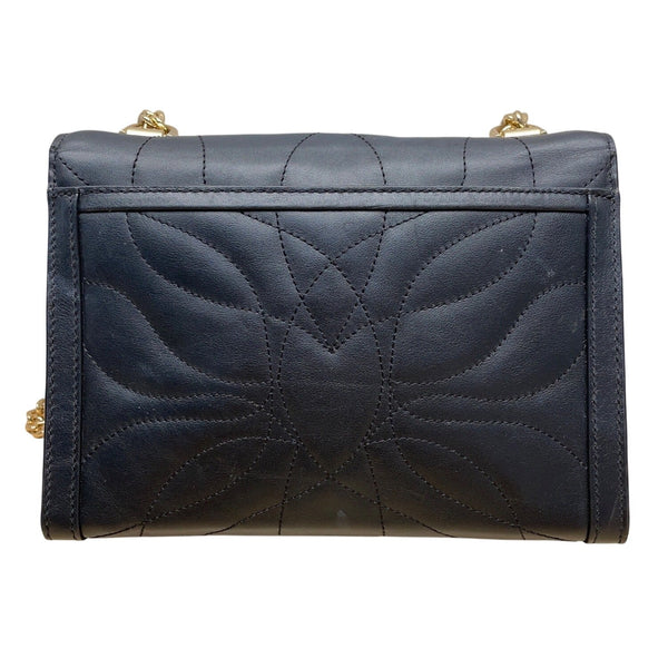 Michael Kors Black Quilted Leather Rhinestone Rose Snap Crossbody Bag Size M