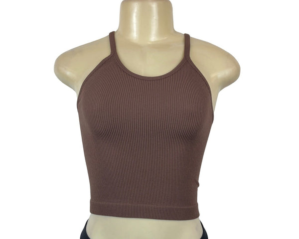 Adodos Ribbed Brown Racerback Tank Top Sz XS/S