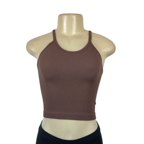 Adodos Ribbed Brown Racerback Tank Top Sz XS/S