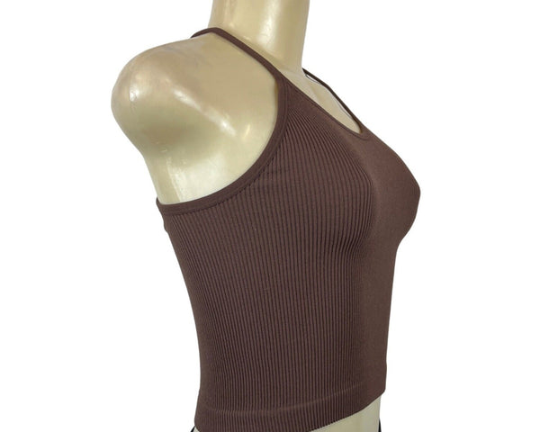 Adodos Ribbed Brown Racerback Tank Top Sz XS/S