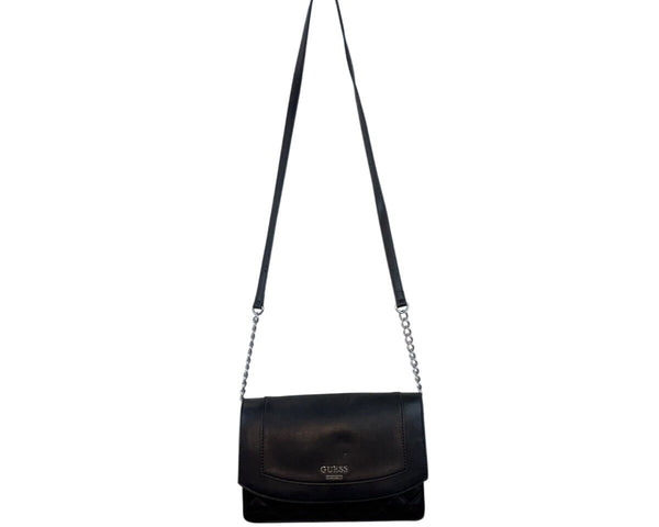 Guess Matte Black Quilted Pattern Chain Strap Crossbody Purse Sz S